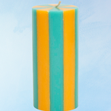 candle - pillar - gold ore & teal fade (medium)