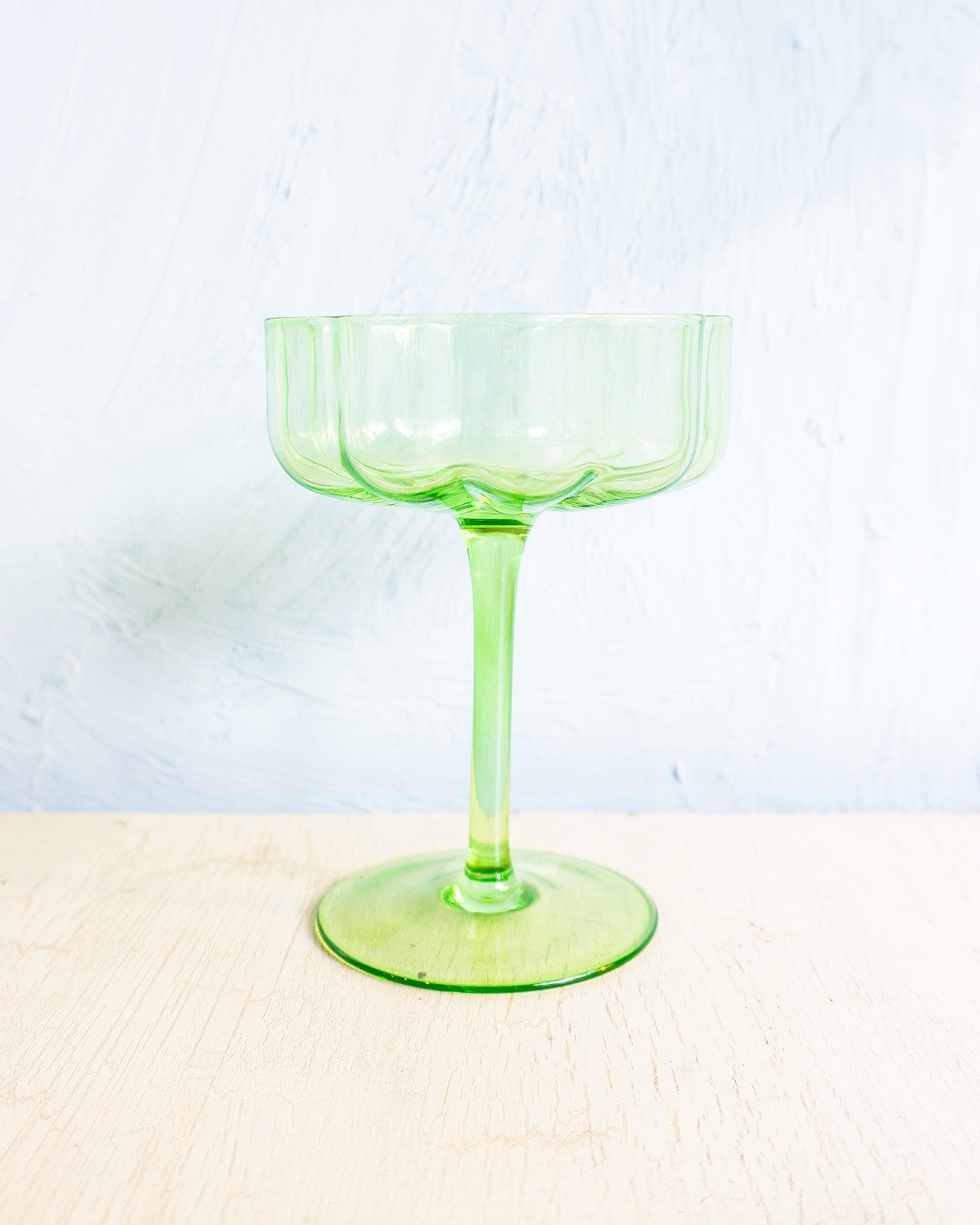 glassware - champagne coupe - elegant green flower