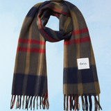 oversized lambswool scarf - green & blue modern tartan