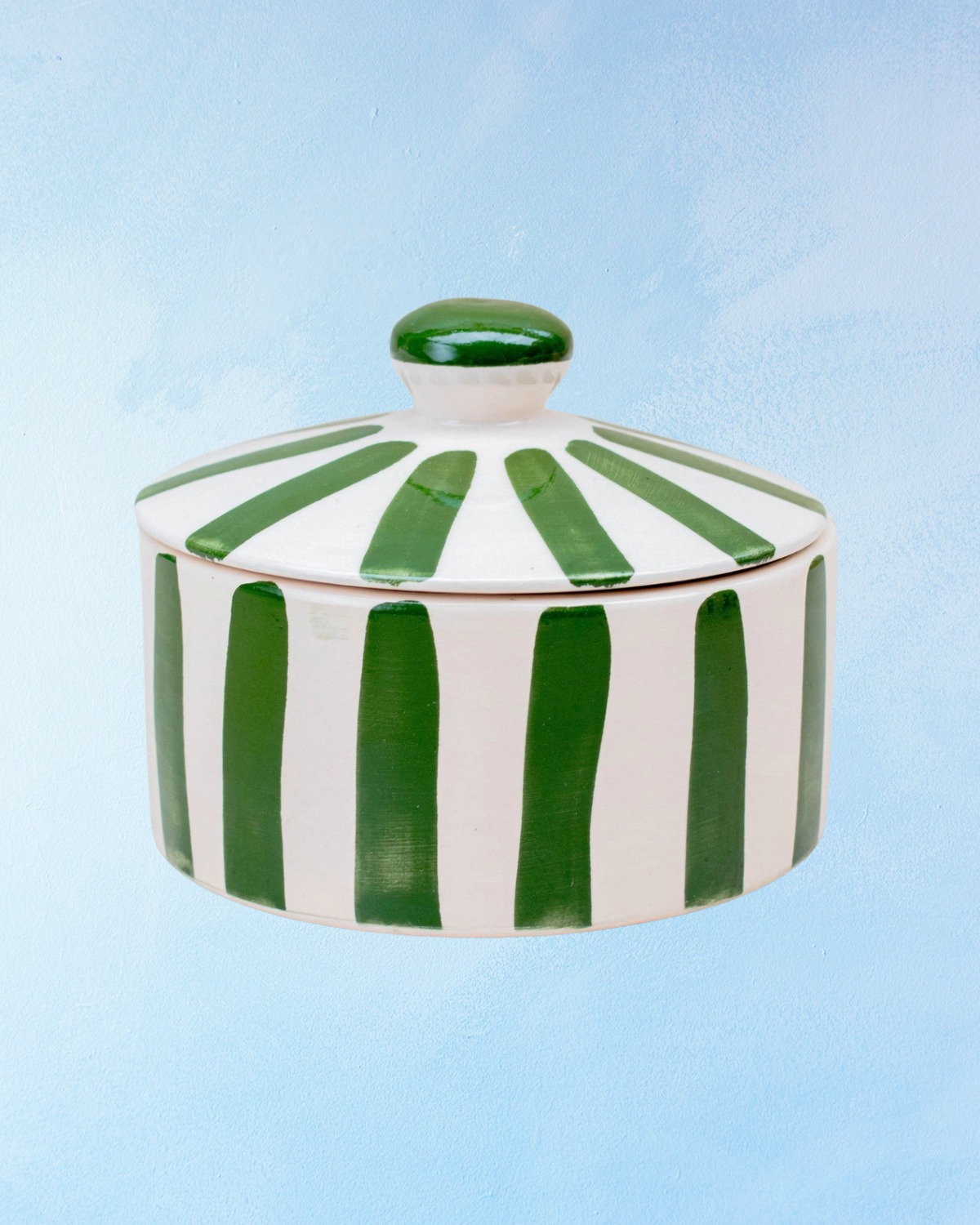 trinket dish - green stripe
