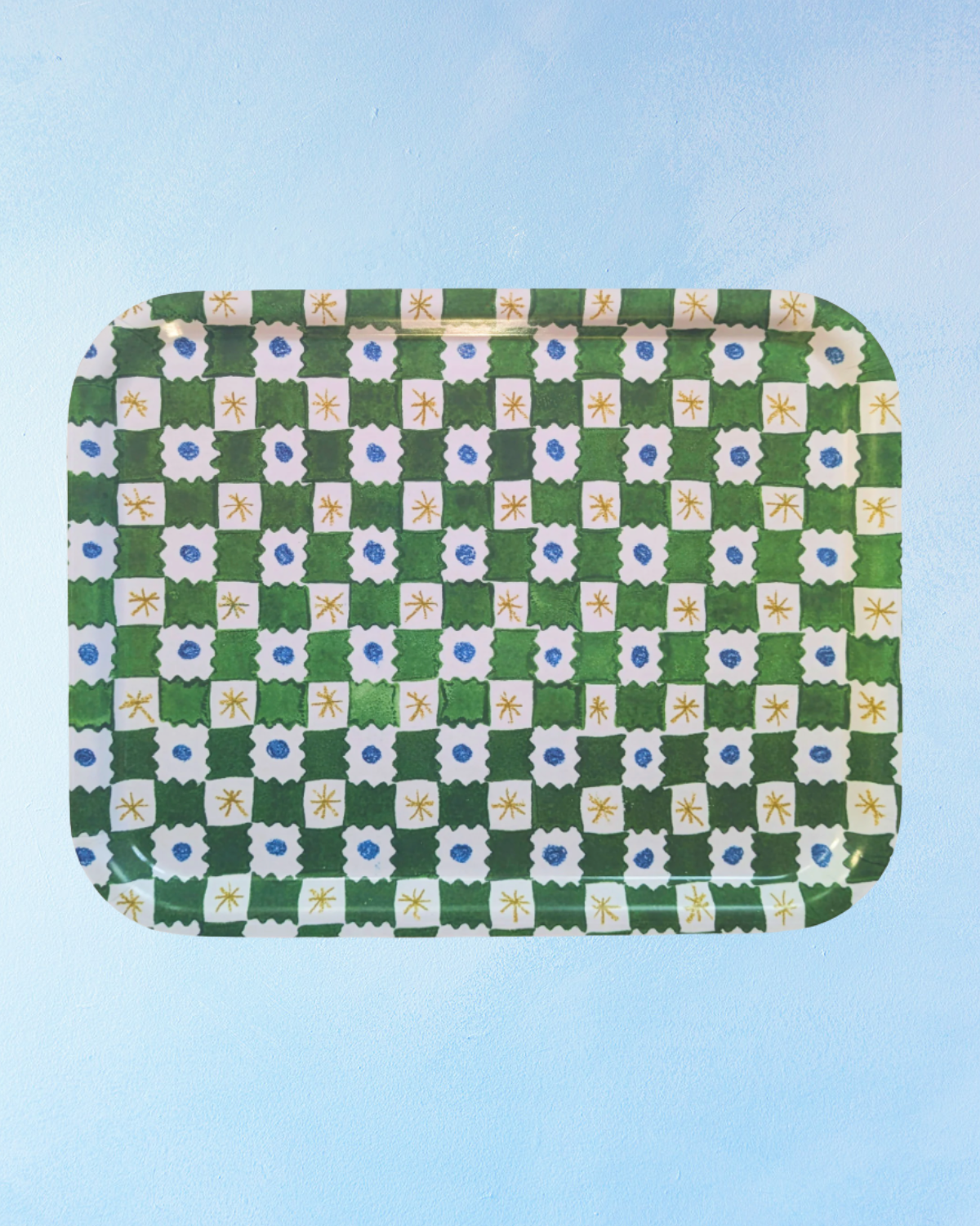 tray - green chequerboard