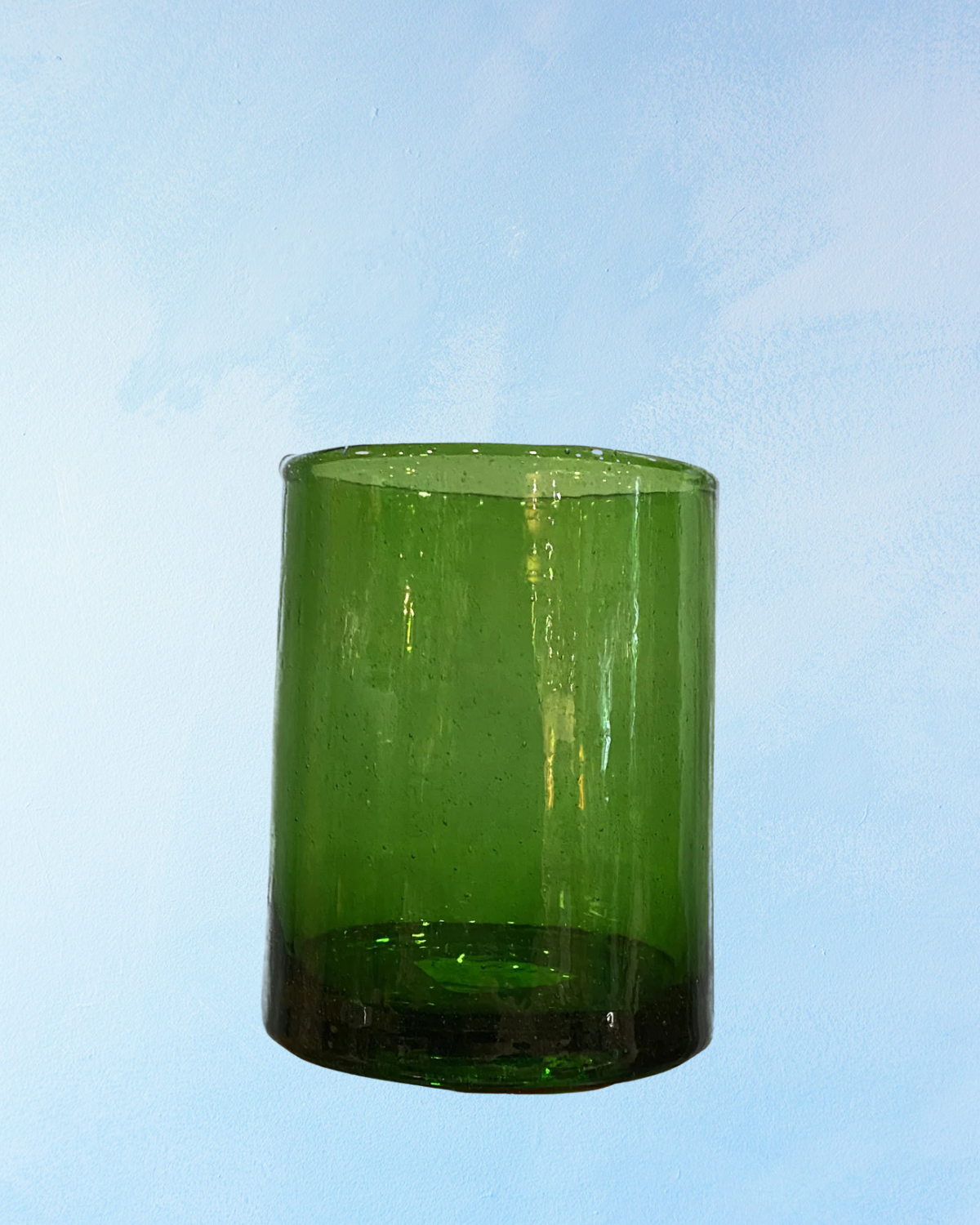 glassware - mouth-blown green tumbler
