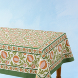tablecloth - cotton grenadine orange & green
