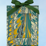 ornament - marbled picture fame - blue and yellow