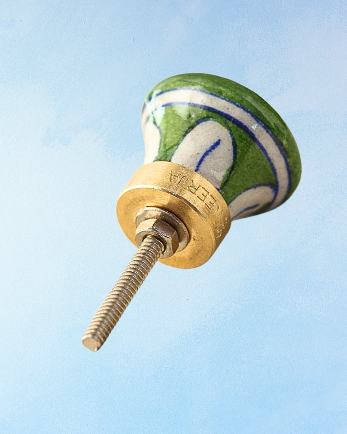 ceramic furniture knob - green floral