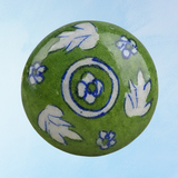 Bouton de meuble en céramique - floral vert