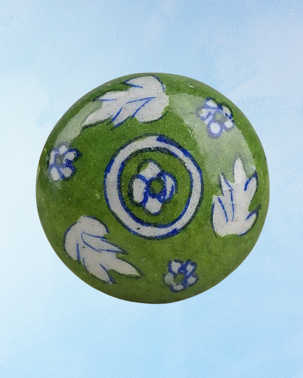 ceramic furniture knob - green floral