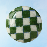 bouton de meuble en céramique - damier vert et blanc