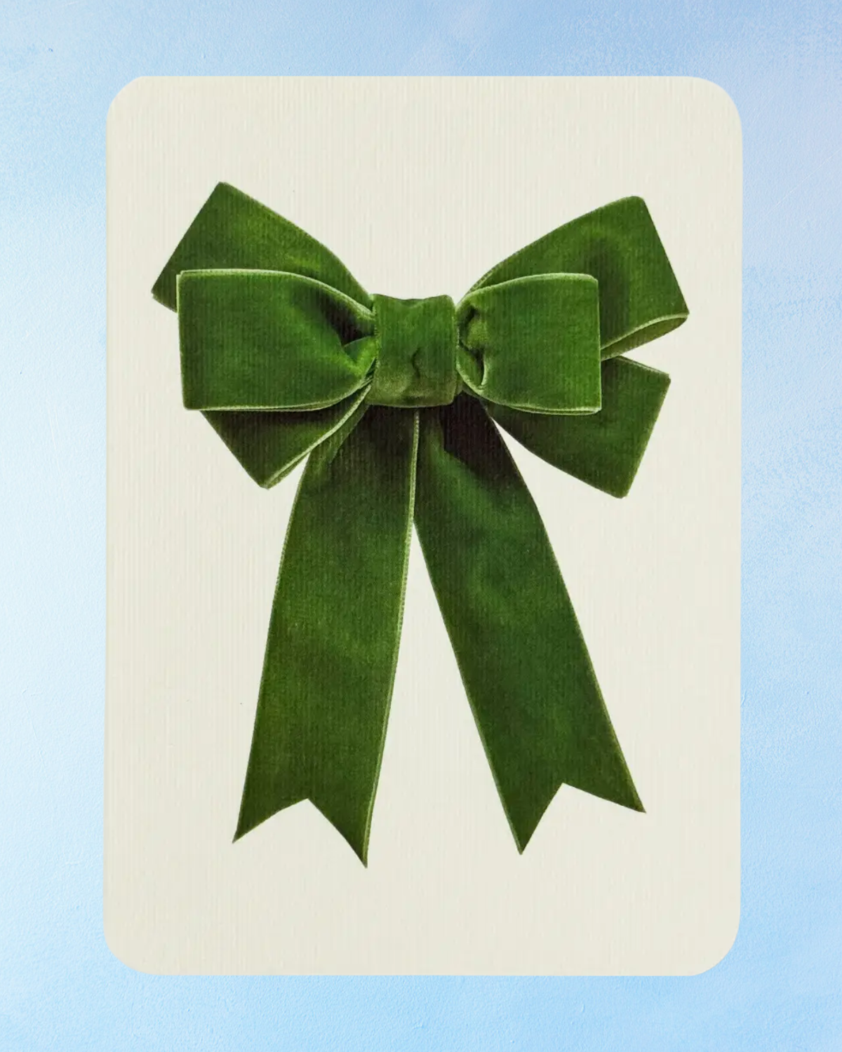 greeting card - green velvet bow