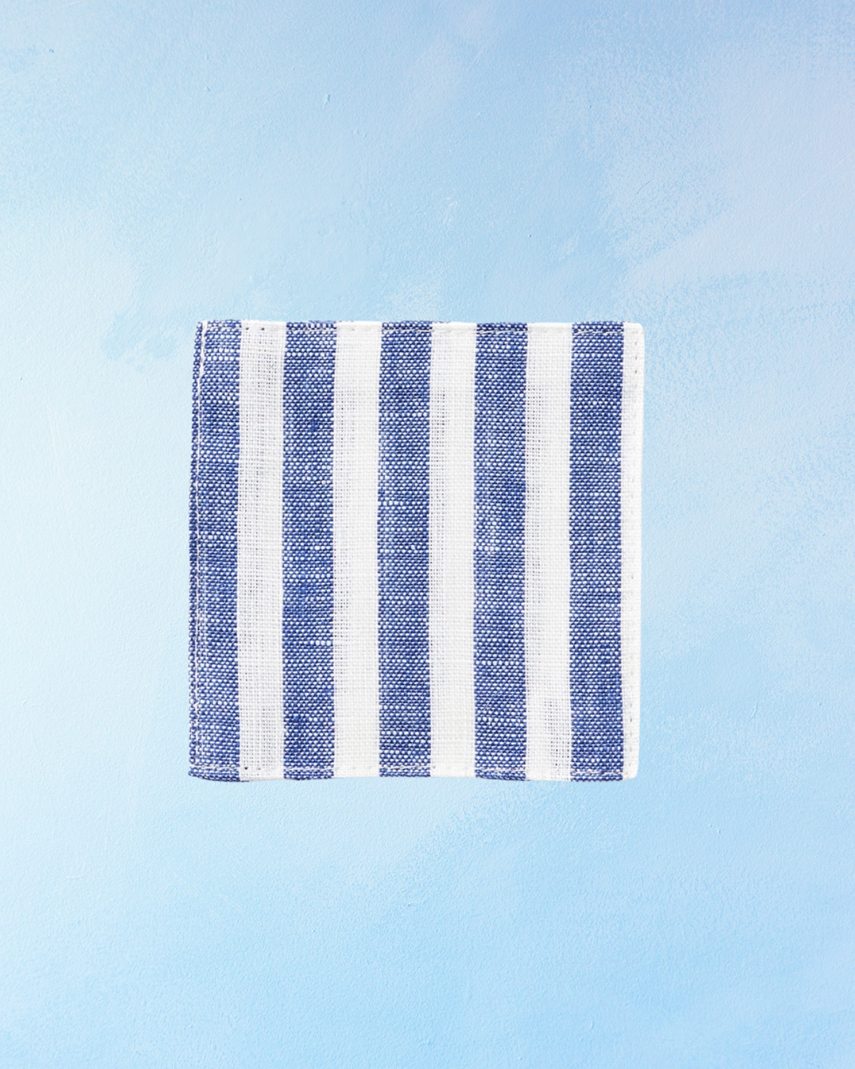 linen coaster - blue & white stripe