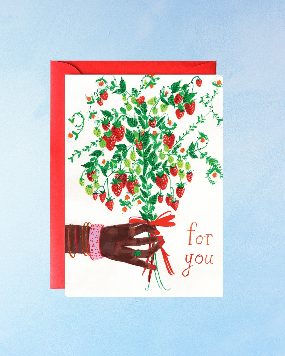 greeting card - strawberry bouquet for you