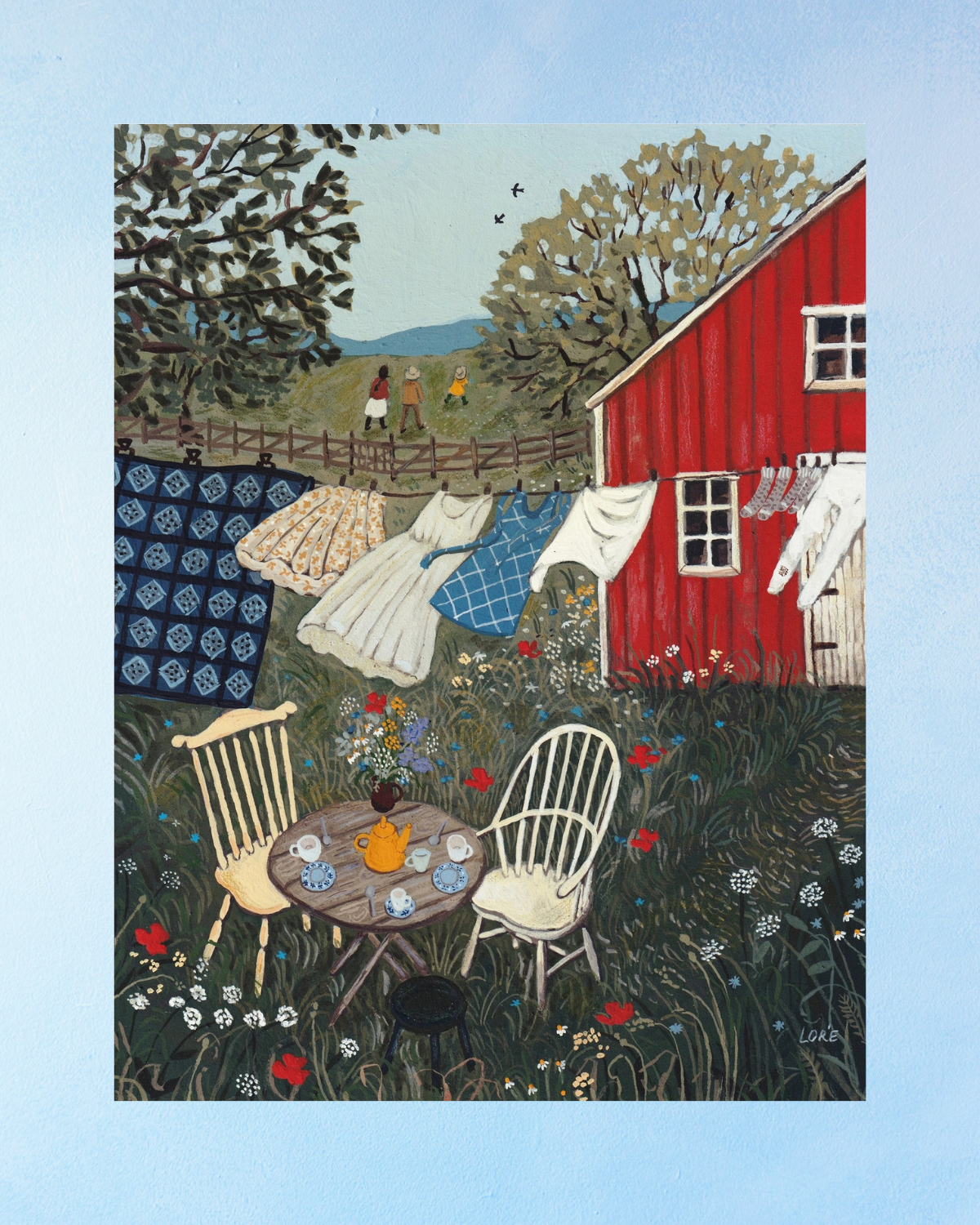 greeting card - tea in the garden