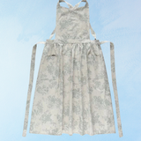 apron - linen grey floral crossback