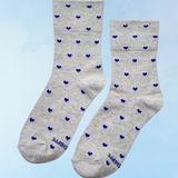 socks - sneaker - grey and cobalt hearts