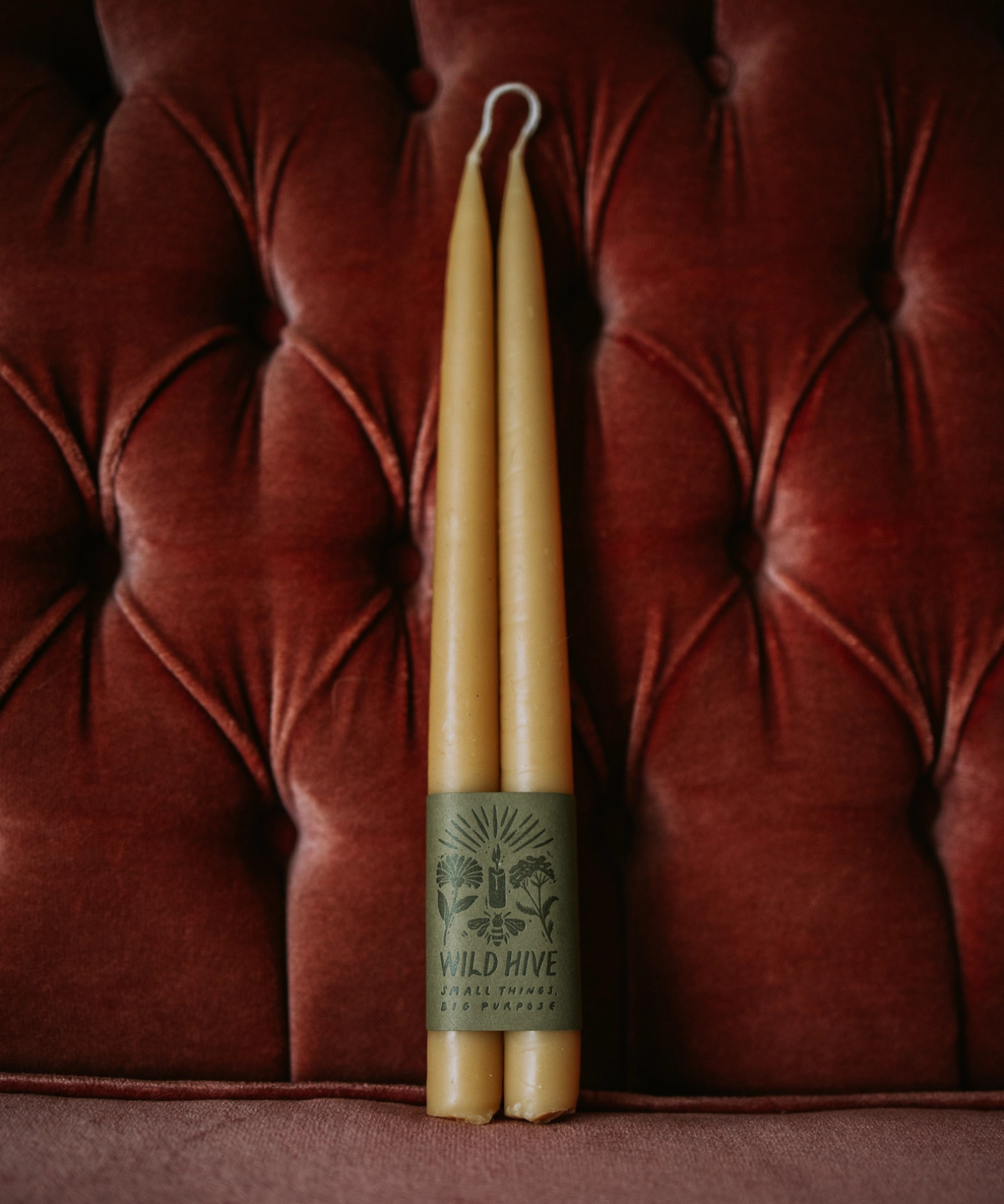 candle - pair of hand dipped beeswax tapers - natural yellow