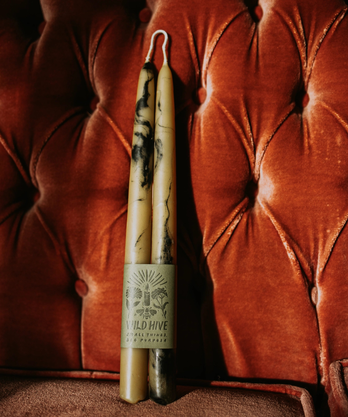 candle - pair of hand dipped beeswax tapers - smokey