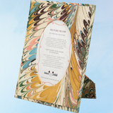 picture frame - hand-marbled - oval flatiron feathers (4x6)