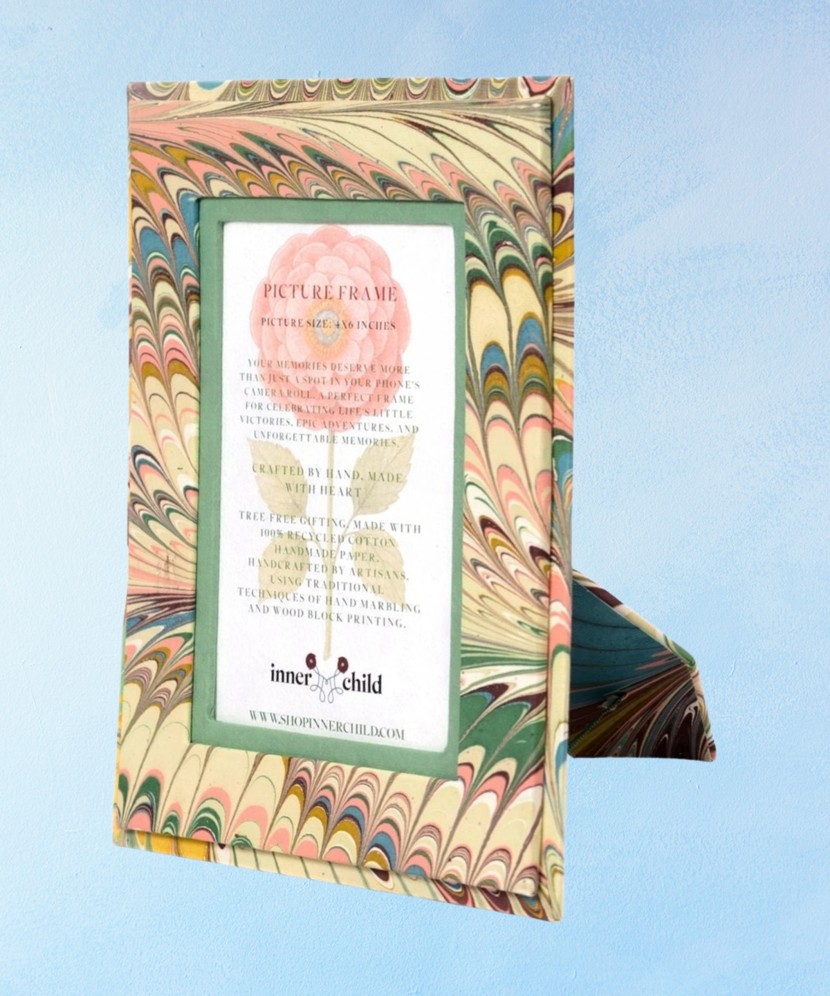 picture frame - hand-marbled - flatiron feathers (4x6)