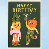 greeting card - birthday pineapple & orange