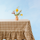 tablecloth - ruffled gingham hazelnut