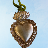 ornament - studded tin heart