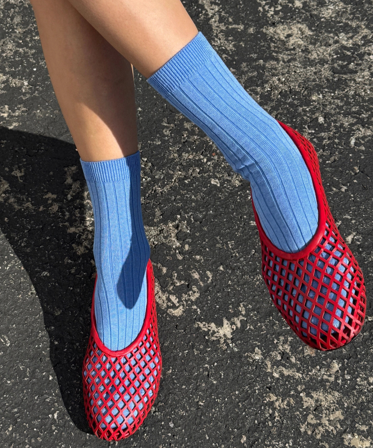 socks - her cotton ribbed - periwinkle