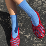socks - her cotton ribbed - periwinkle