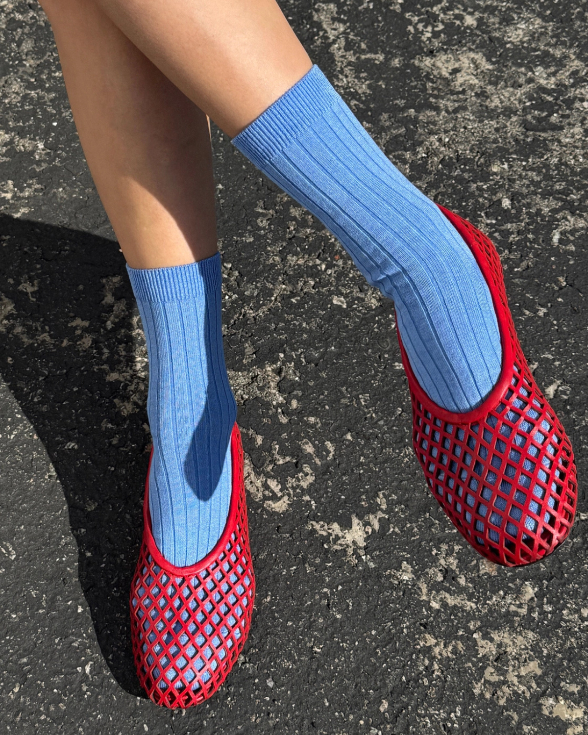 socks - her cotton ribbed - periwinkle