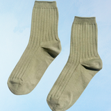 socks - her cotton ribbed - avocado
