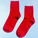 socks - her cotton ribbed - classic red