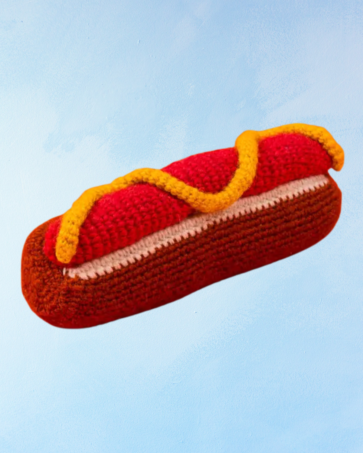 dog toy - handknit hotdog squeaker