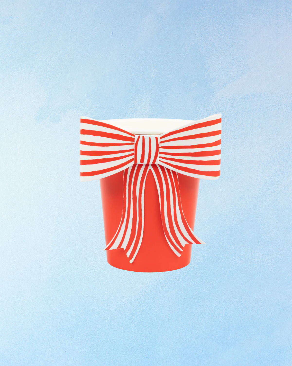 red and white stripe bow cups - set of 8