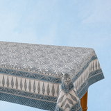 tablecloth - cotton kalamkari indigo fleur