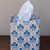 tissue box cover - trellis indigo