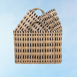 panier - rangement en jonc tressé indigo