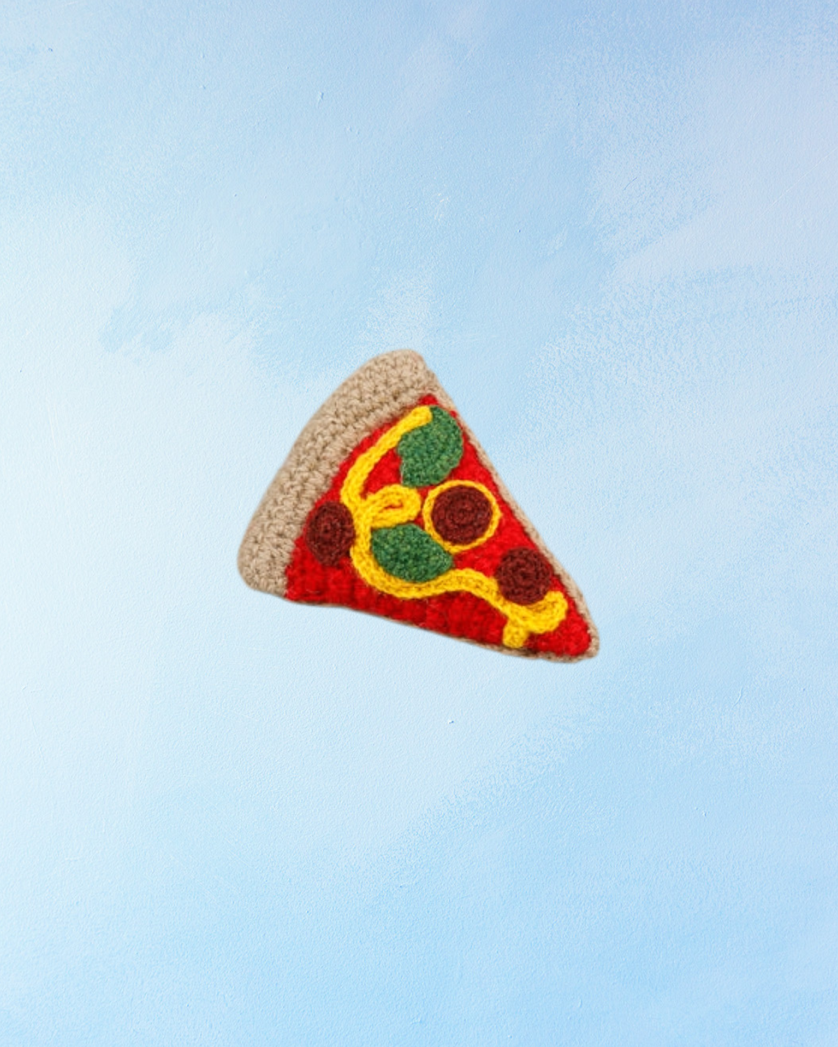 dog toy - hand knit pizza squeaker