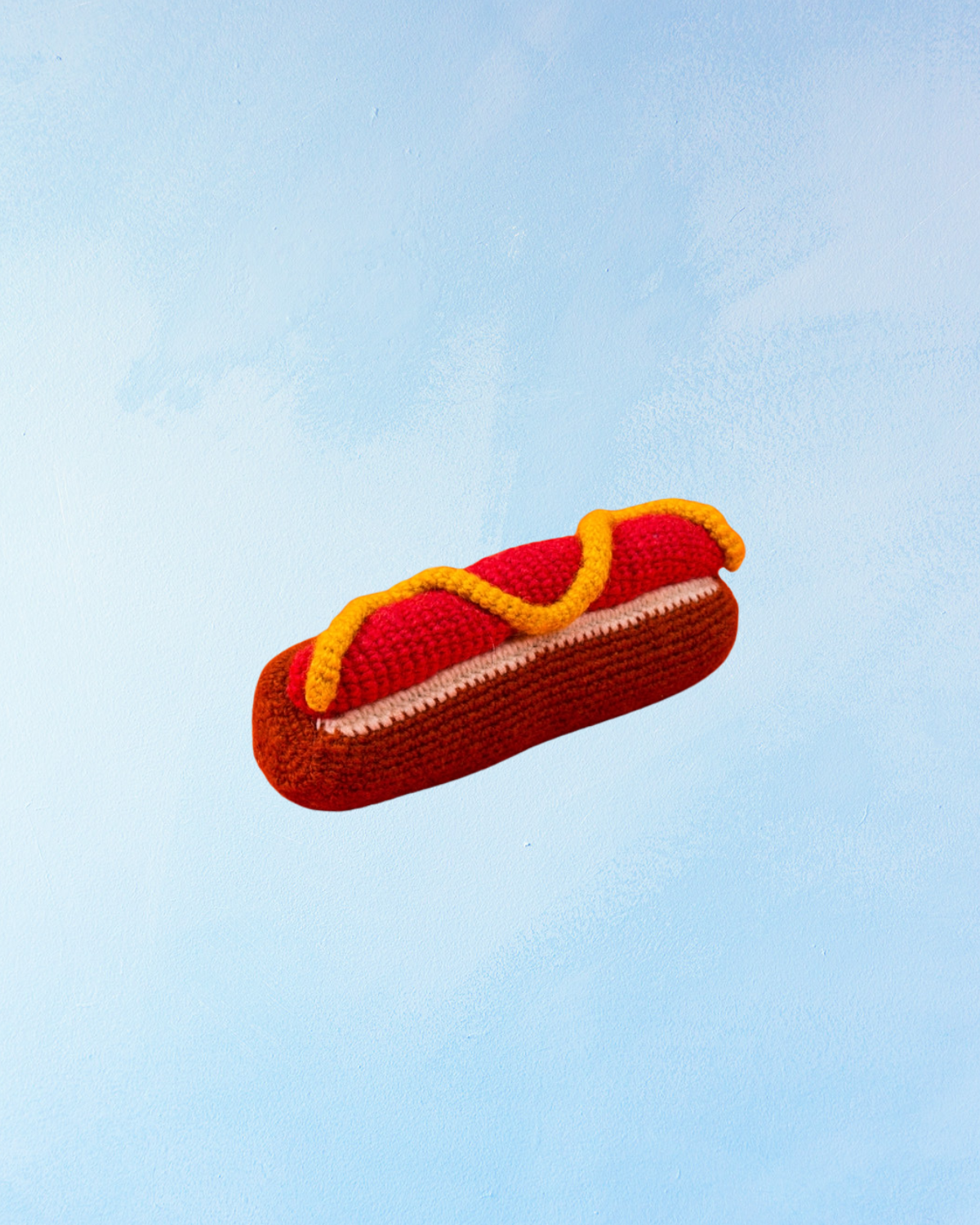 dog toy - handknit hotdog squeaker