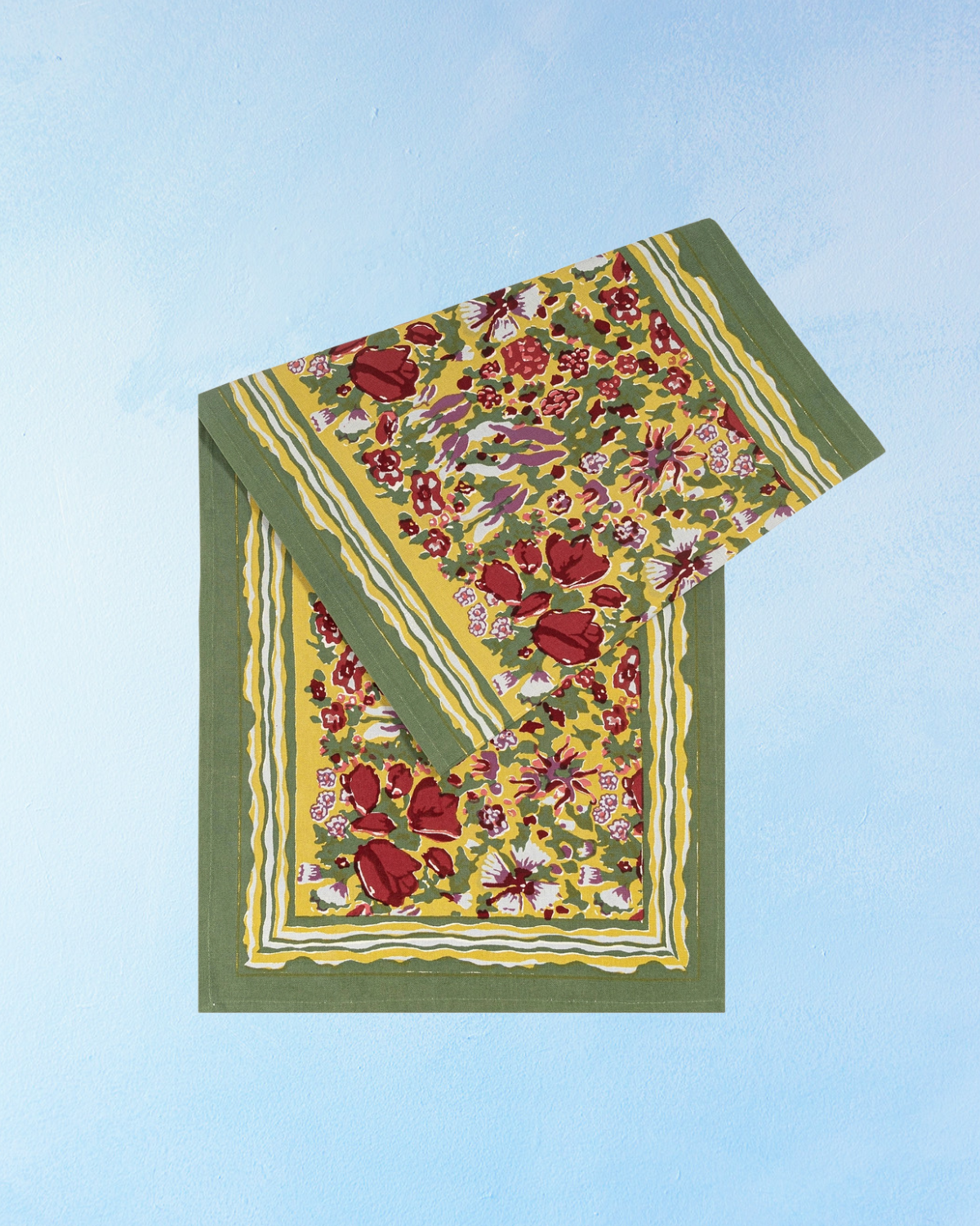 table runner - jardin red and green