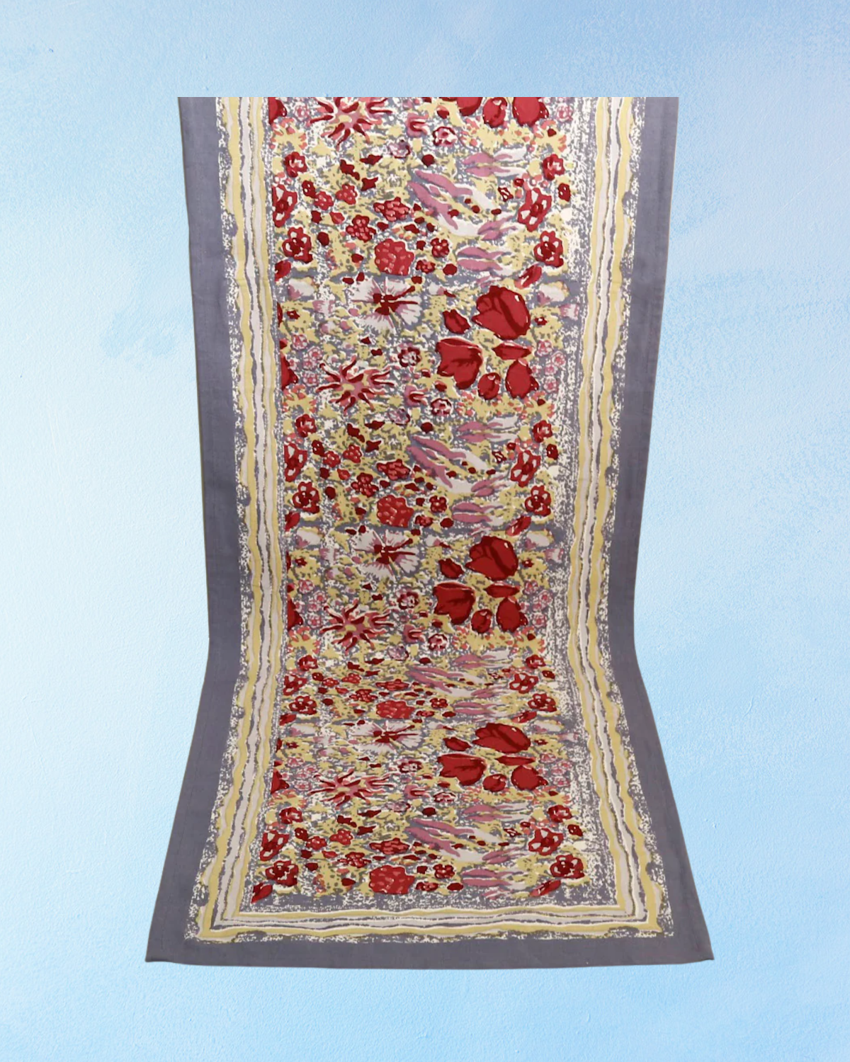 runner - jardin red & grey