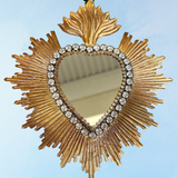 miroir - cœur sacré orné de bijoux à suspendre