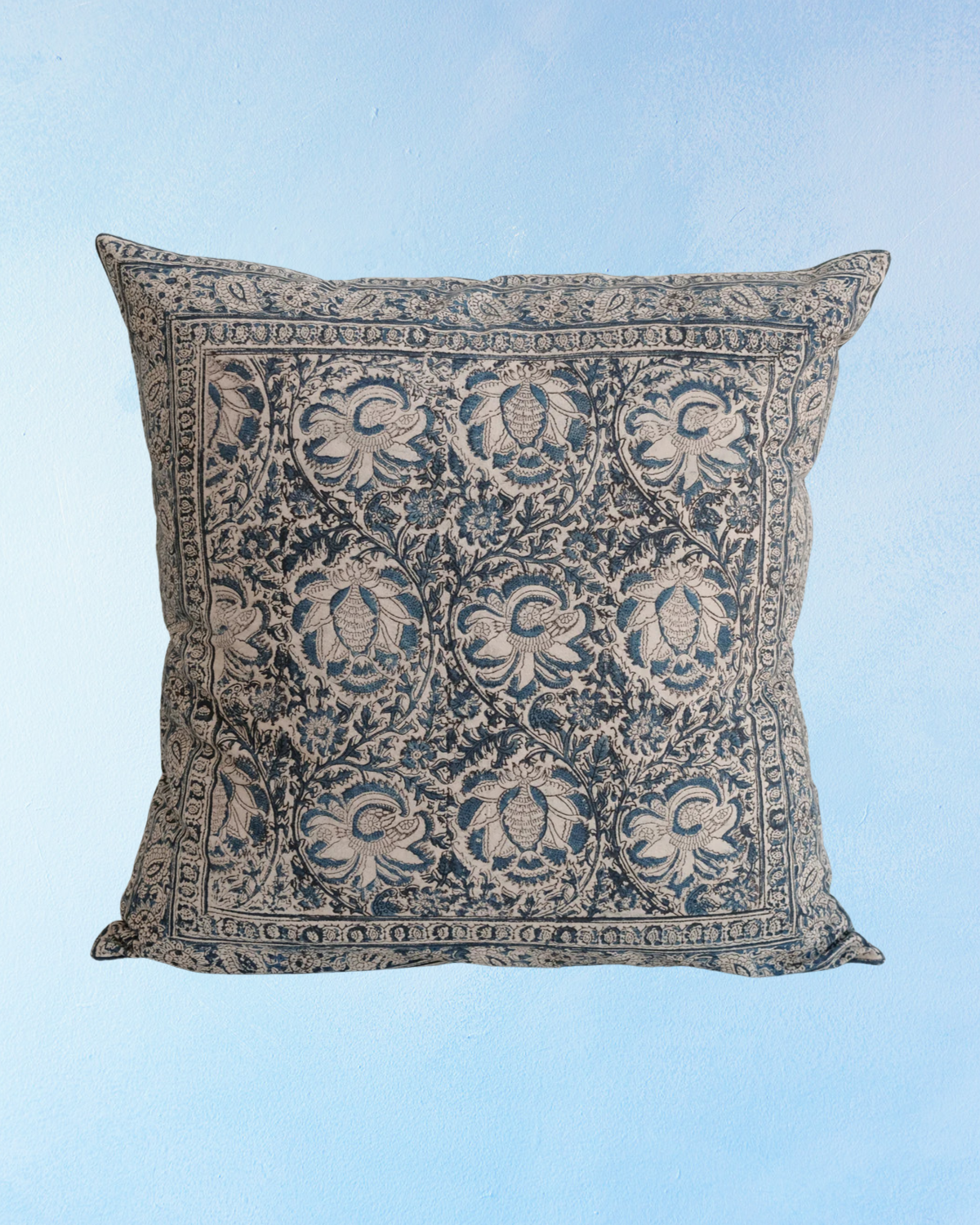 pillow - kalamkari indigo garden