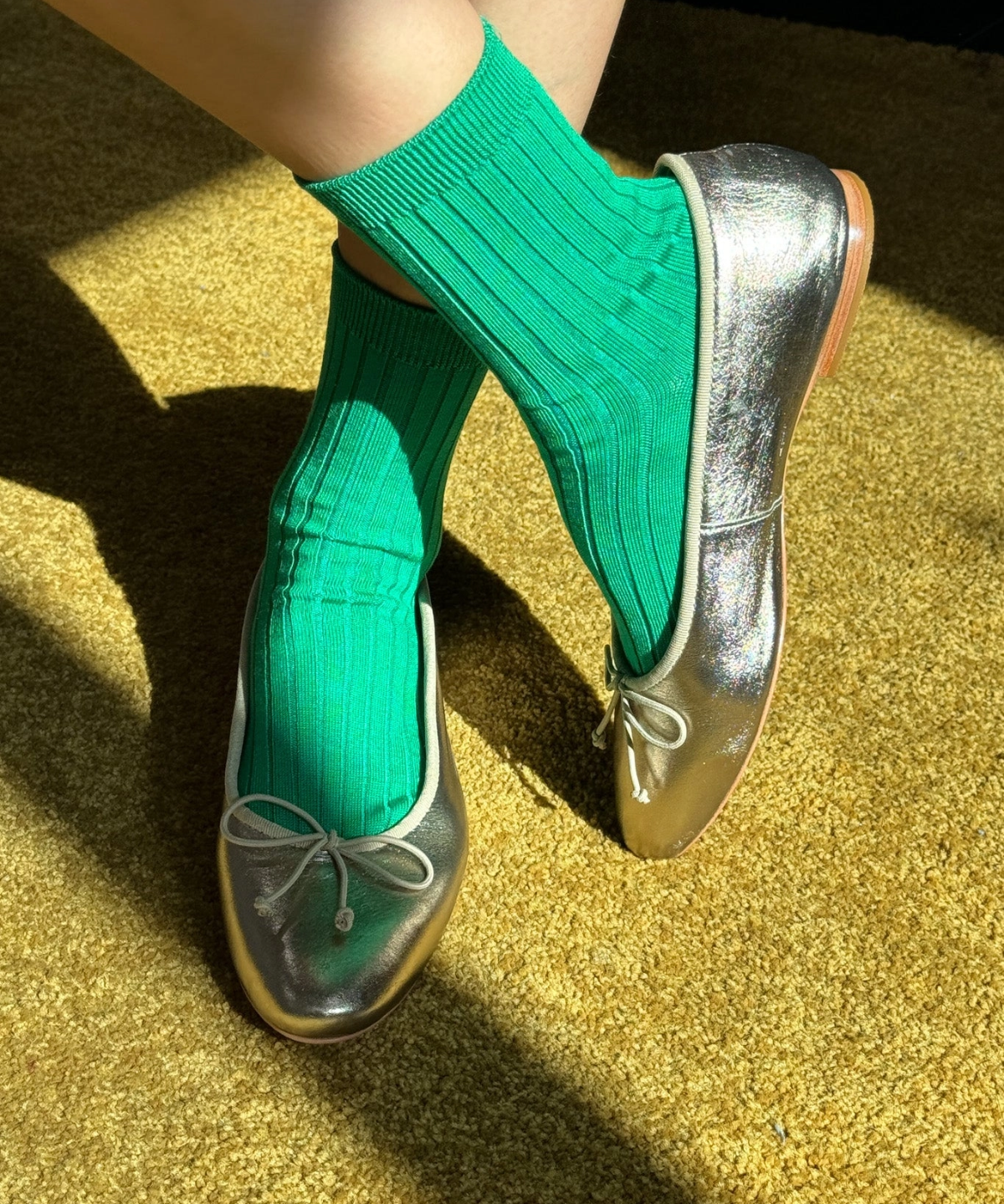 socks - her cotton ribbed - kelly green