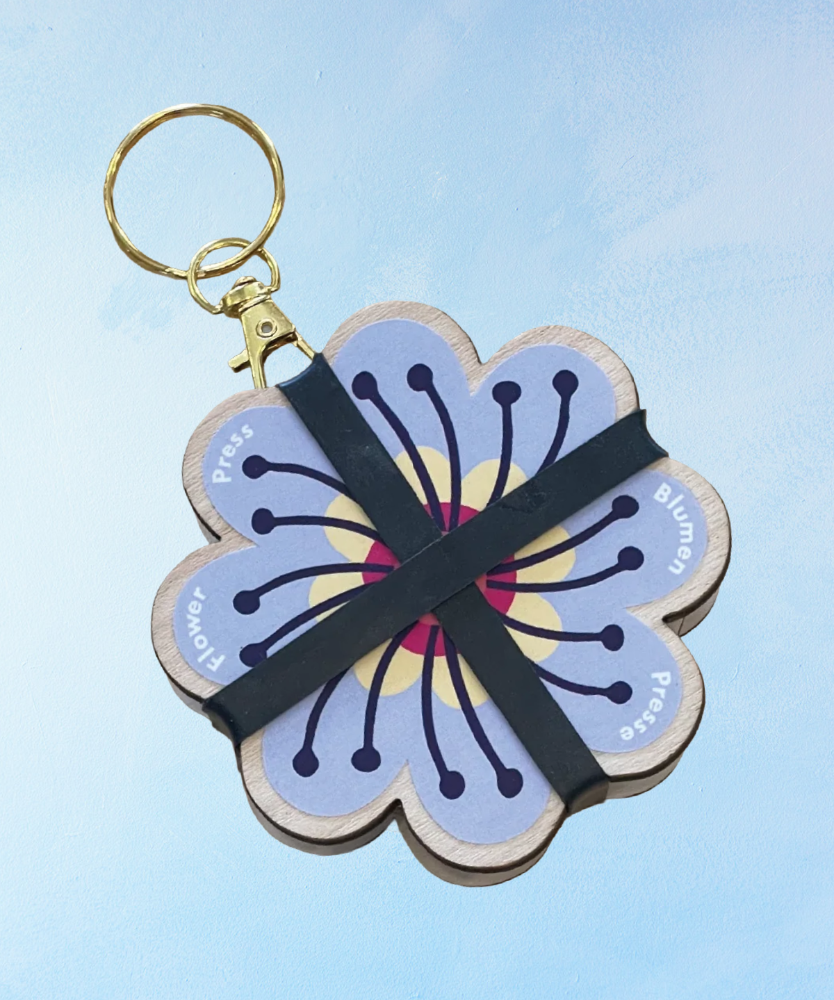 keyring flower press - pink and blues (assorted styles)