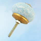 furniture knob - ceramic - marble light blue