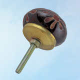 furniture knob - ceramic - burgundy floral
