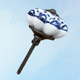 furniture knob - ceramic - blue art deco