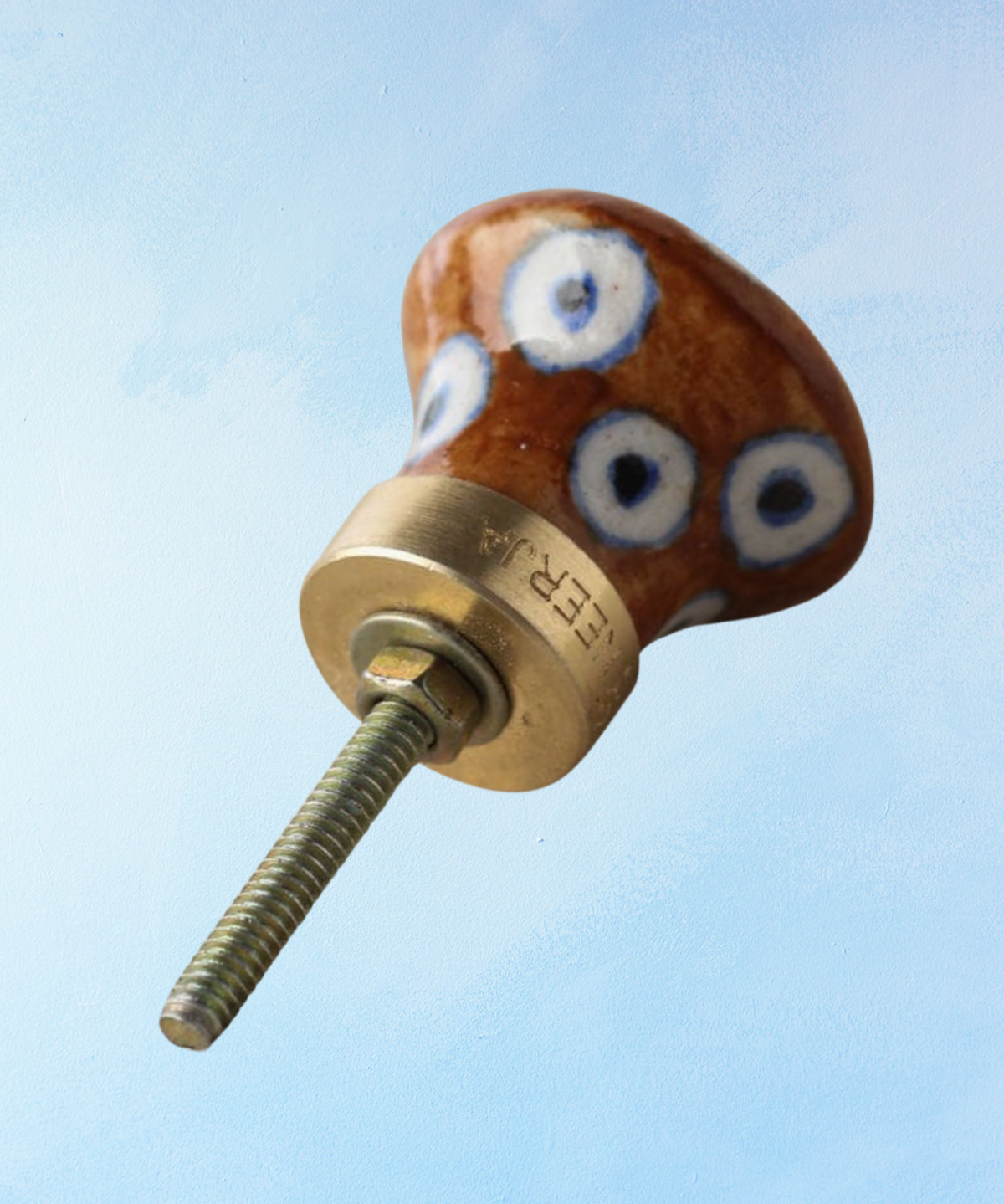 furniture knob - ceramic - brown dots