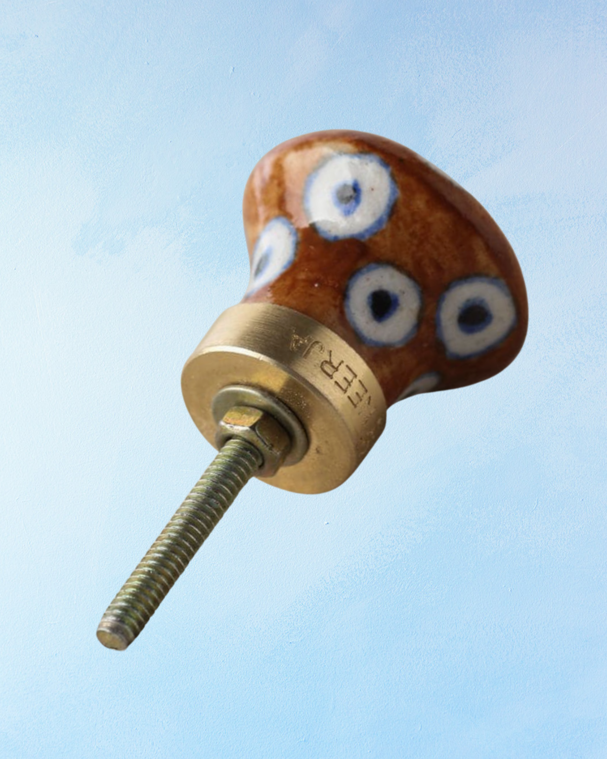 furniture knob - ceramic: brown dots