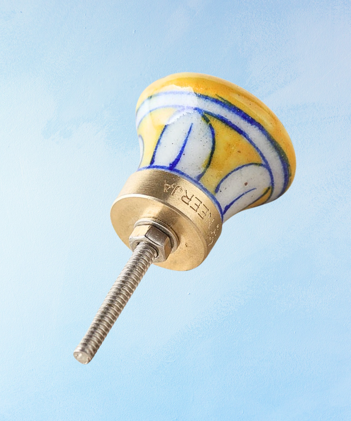 furniture knob - ceramic - yellow floral