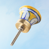 furniture knob - ceramic - yellow floral